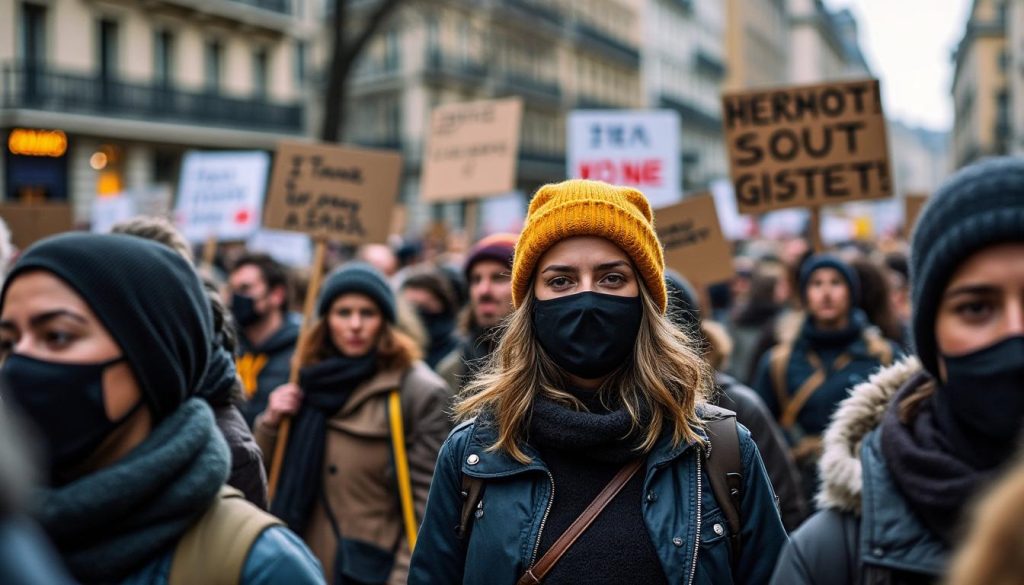 à lyon, le 8 mars, une manifestation mobilise autour d'une grève combinant travail salarié et travail domestique, soulignant les enjeux des droits des travailleurs et de l'égalité.