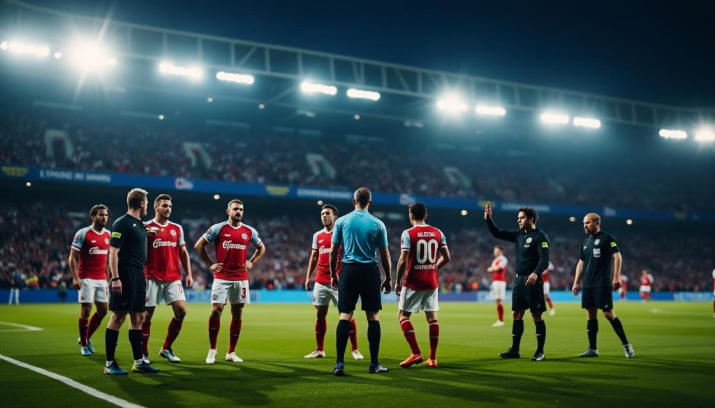 ol en colère après une erreur d'arbitrage lors du match, un carton rouge non attribué provoquant la frustration de lyon.