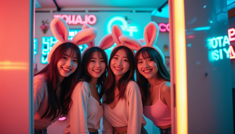 découvrez notre expérience unique au premier photobooth coréen de lyon, dans le rhône, avec des oreilles de lapin à essayer absolument pour des photos fun et mémorables !